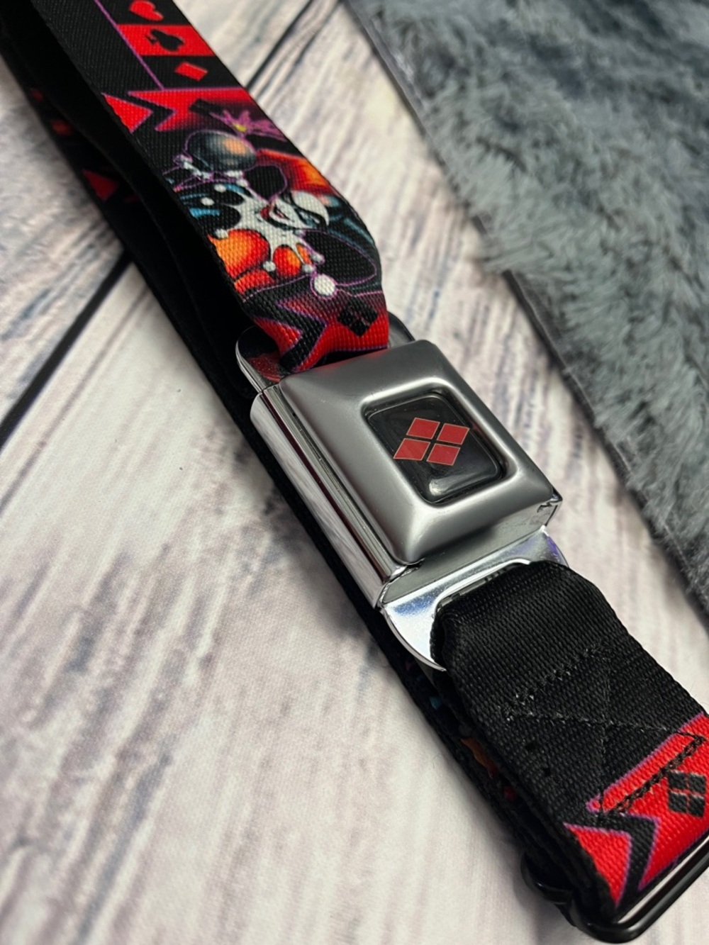 Buckle-Down Black & Red Harley Quinn Seatbelt-Style Belt